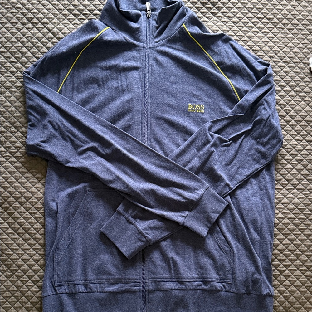 Boss Navy Track Jacket with Lime Accents